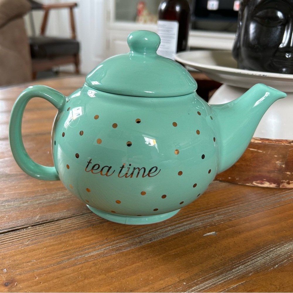 Mint Green Polka Dot Teapot from Indigo - Picture 1 of 4